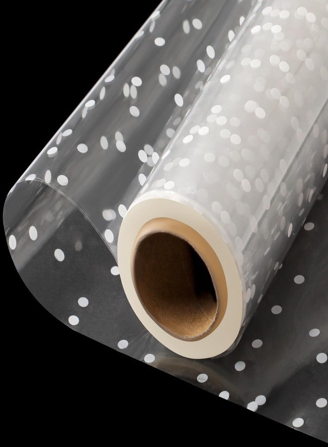 Motroce Clear Cellophane Wrap Roll, 100 Ft x 34 In White Dot Florist Paper Wrapper, Transparent 3Mil Thicker Cellophane Roll, Gift Baskets Wrap Cellophane Film for Gifts, Flowers, Christmas Wrapping - Image 1